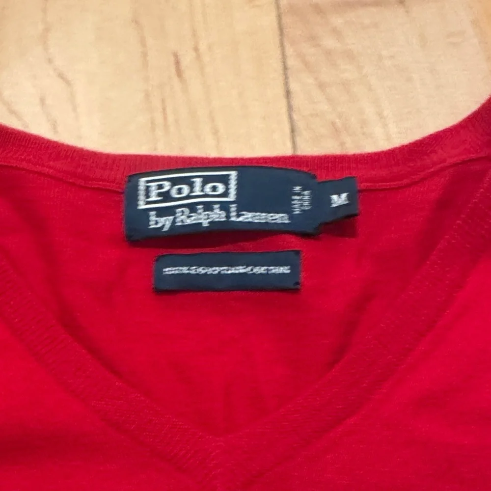 Polo by Ralph Lauren Vibrant Red V-Neck Sweater Like New, Medium - Picture 2 of 3